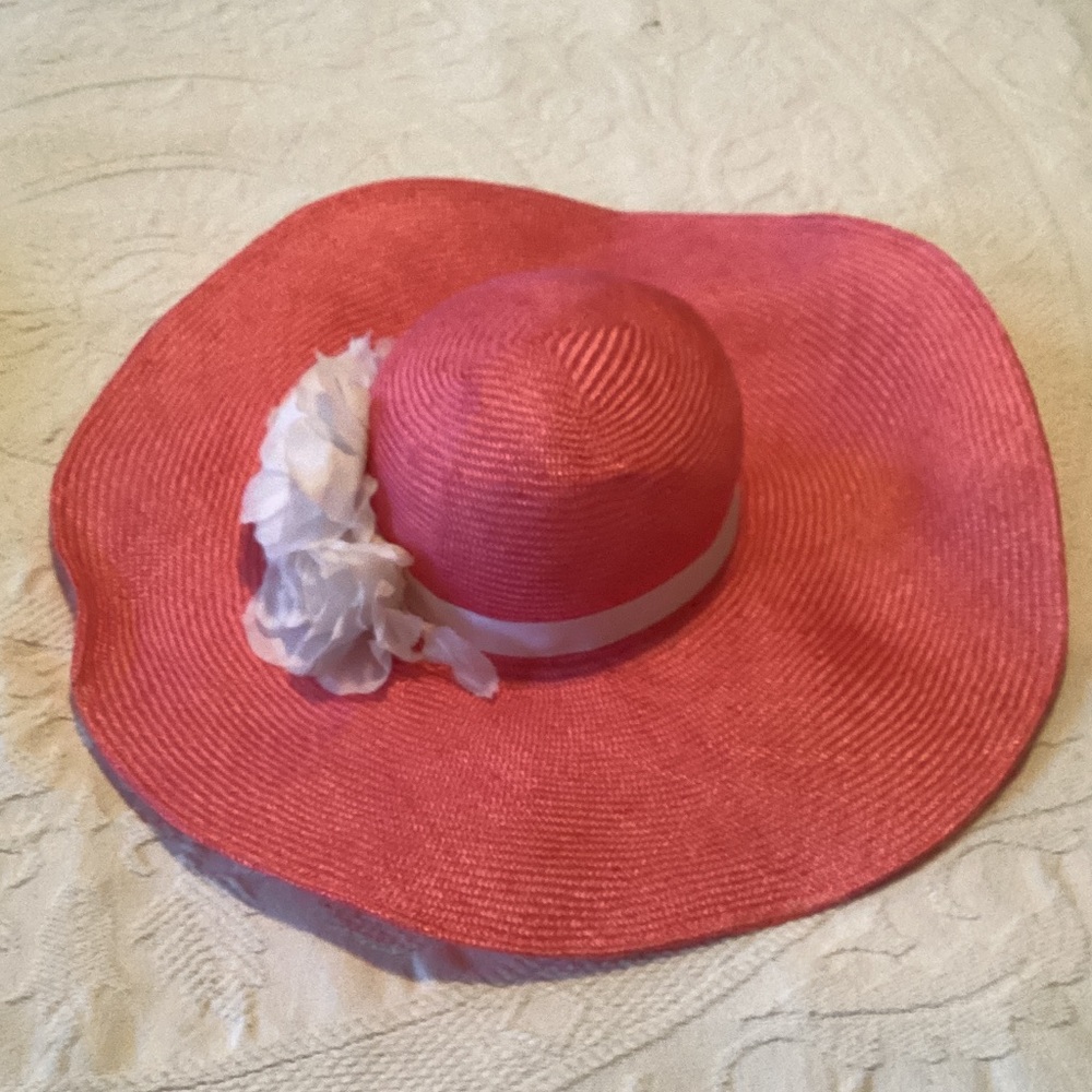 Polly Singer Custom Made Pink Derby Hat w/ White Flowers